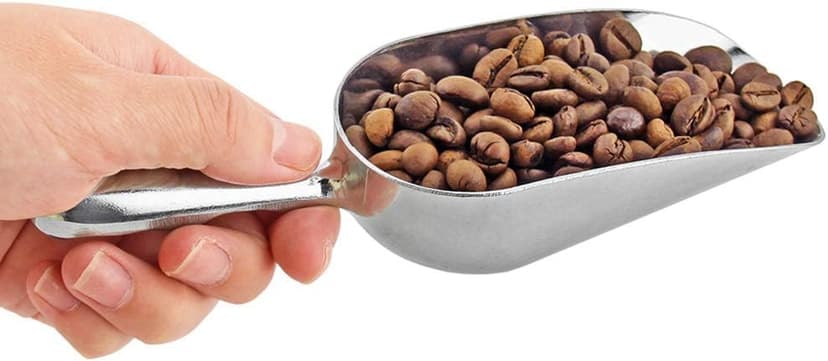 Ice Cube Endurance Scoop, Cast Aluminum Shovel Scoops Kitchen Utility Scoops Set Contoured Handle，Ideal for Ice Cube Coffee Bean Food Candy Flour Popcorn Rust Free, Solid & Dishwasher Safe (Silver)