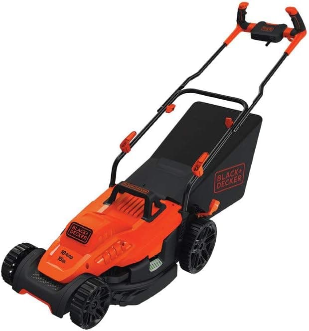 BLACK+DECKER Electric Lawn Mower with Bike Handle, 15-Inch, 10-Amp, Corded (BEMW472BH)