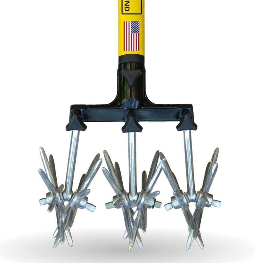 Rocklin Rotary Cultivator Tool - 60” Extra Long Handle - Aluminum Tines - Light Duty - for Softer Soils and Lawns - Also Great for Raised Bed Cultivating