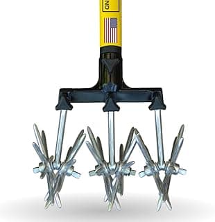 Rocklin Rotary Cultivator Tool - 60” Extra Long Handle - Aluminum Tines - Light Duty - for Softer Soils and Lawns - Also Great for Raised Bed Cultivating