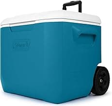 Coleman 60qt Wheeled Cooler, Insulated Portable Chiller with Ice Retention, Made in USA