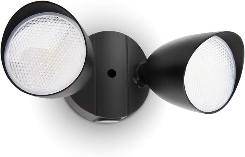 LUTEC 6222B-D2D 2500 Lumen 32 Watt Dusk to Dawn Dual-Head Flood Light Outdoor Waterproof Exterior Security Floodlight Light, Full Metal Design for Patio, Garden, Yard-Black
