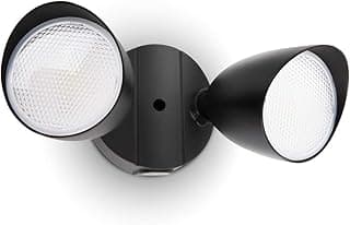 LUTEC 6222B-D2D 2500 Lumen 32 Watt Dusk to Dawn Dual-Head Flood Light Outdoor Waterproof Exterior Security Floodlight Light, Full Metal Design for Patio, Garden, Yard-Black