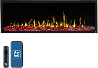 Touchstone 80049 - Indoor/Outdoor Sideline Elite Smart WiFi-Enabled Electric Fireplace - 60" Wide - in-Wall Recessed or Wall Mount - Realistic 6 Color Flame - No Heat - Log & Crystal