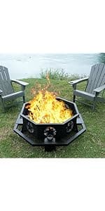 43" Large fire Pit, Square Outdoor Fire Pit with Pocker, Hight Quality Wood Burning Fire Pit for Camping, Backyard, Patio