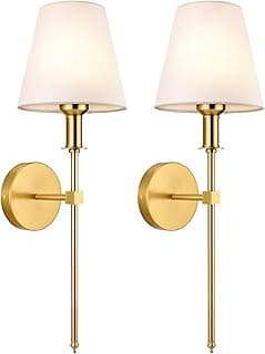 Wall Sconces Sets of 2, Bathroom Vanity Sconces Wall Lighting with White Fabric Shades, Retro Industrial Wall Lamps, Wall Lights Suitable for Bedroom Living Room Kitchen