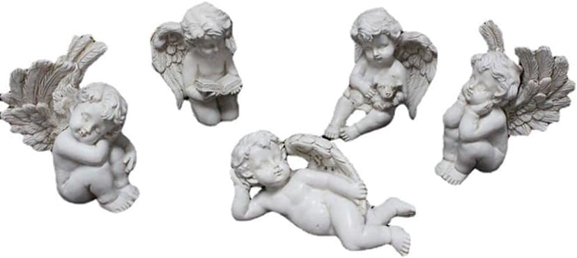 5 Pcs Little Angel Statues Miniatures Garden Stakes Resin Flower Pot Decoration Miniature Garden Planters Angel Figurines Decor
