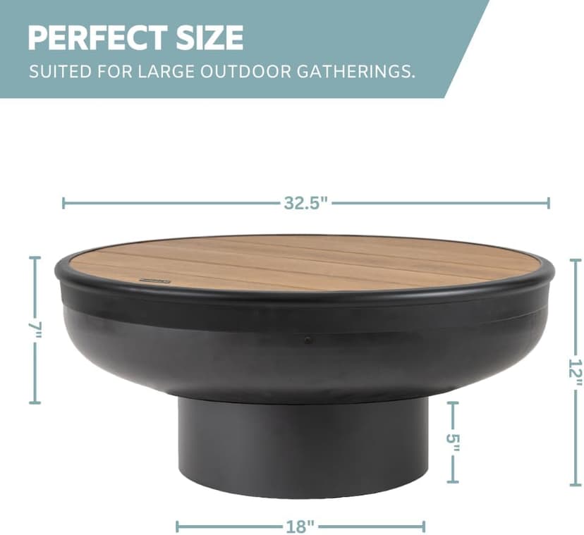 32 Inch Cast Iron, Round Fire Pit Table with Fire Pit Grill, Extra Thick, Heavy Duty Fire Bowl, Deep Outdoor Firepit, Wood Burning Firepits for Outside Patio, Backyard Fire Pits, Large BBQ Pit