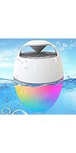 Blufree Floating Pool Speakers with Colorful Lights, Bluetooth Wireless Pool Speaker Floatable IP68 Waterproof, Built-in Mic & Crystal Clear Sound Bluetooth Hot Tub Speaker for Pool Party Outdoors