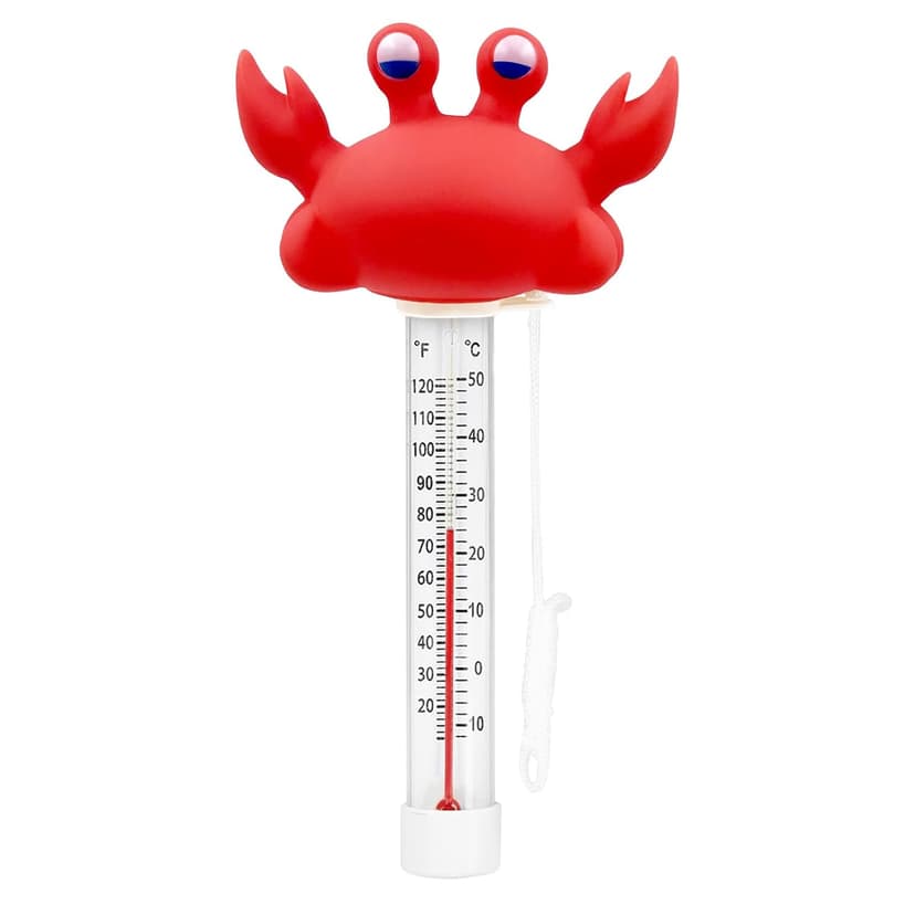 XY-WQ 2 Packs Floating Pool Thermometer, Large Size Easy Read for Water Temperature with String - Indoor and Outdoor Swimming Pools and Spas (Crocodile & Crab 04)