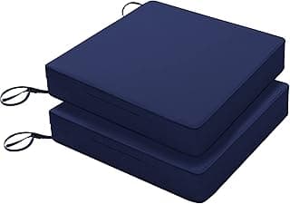Favoyard Patio Chair Cushions 19 x 19 x 3 Inch Waterproof Outdoor Seat Cushions for Patio Furniture 3-Year Color Fastness Garden Sofa Couch Pads with Handle & Adjustable Straps Set of 2, Blue