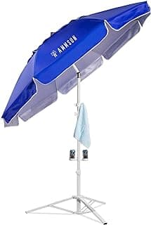 AMMSUN Shade Umbrella, Premium Portable Umbrella with Stand, 6.5ft Lightweight Free Standing Canopy for Sporting Games, Adjustable Instant Sun Protection and Easy to Carry, Blue