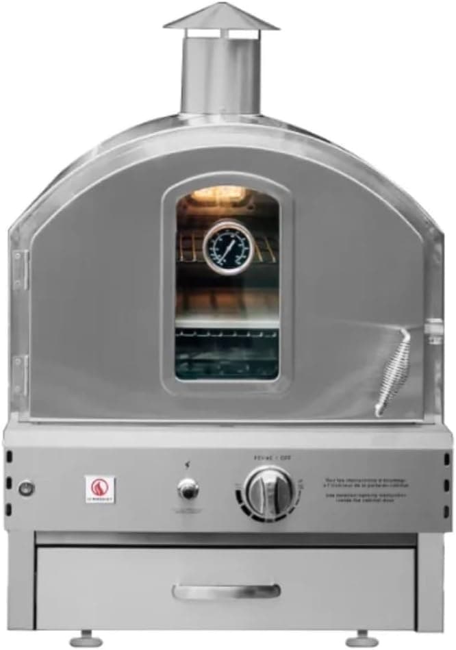 AMS Fireplace Summerset Pizza Oven - Large Capacity Propane Gas Outdoor Oven with Pizza Stone and Smoker Box, 304 Stainless Steel Construction for Built-in or Countertop Use. FREE Tabletop Fire Pit