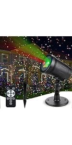 Christmas Laser Lights, Projector Lights Landscape Spotlight Red and Green Star Show with Christmas Decorative Patterns for Indoor Outdoor Garden Patio Wall
