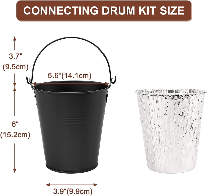 Drip Bucket and 15-Pack Disposable Foil Liners for Oklahoma Joe's, Traeger, Pit-Boss, Z Grill, Camp Chef, Grill Grease Liner Fits Most Offset Smoker, Rec Tec Pellet Grill Bucket, Black