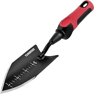Stainless Steel Garden Hand Tools - Heavy-Duty Garden Planting Trowel, Weeding Shovel - Red Handle