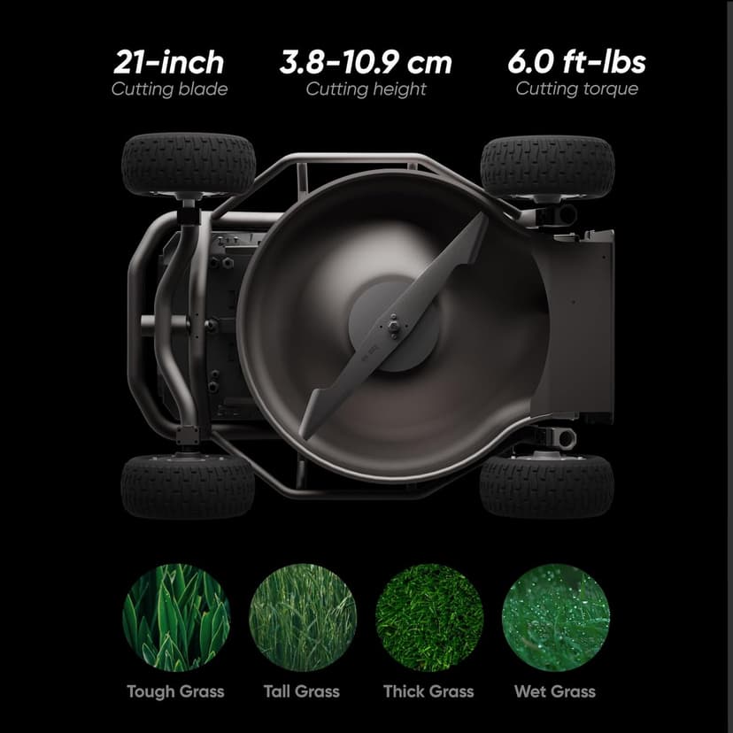 Remote Control Lawn Mower S1 2WD 56V18Ah, Robot Lawn Mower Multi-Functions with 1.8-4.6 Inch Cutting Height 21 Inch Real Blade, Robotic Lawn Mower for 45% Slope(24°) with Mowing 1.12 Acres