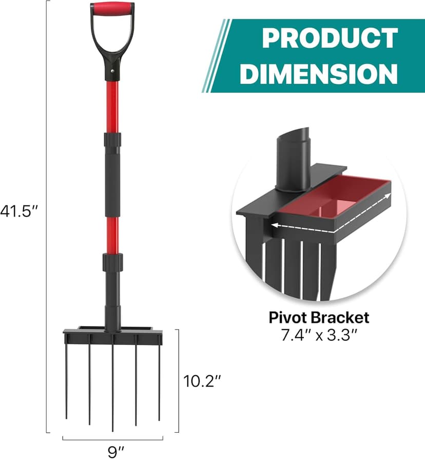 Pitch Fork for Garden, 5-Tine Heavy Duty Pitchfork for Loosening Soil, 41 Inch Gardening Fork for Digging, Composting, Spading, Cultivating Soil, Metal Fork Head with Fiberglass Handle, D-Grip