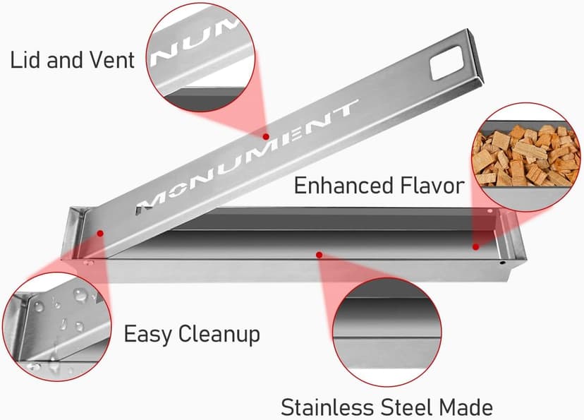 Monument Grills Larger 4-Burner Propane Gas Grills bbq Stainless Steel Heavy-Duty Cabinet Style with Knob Controls Side Burner Mesa 400m with Smoker Box (2 Items)