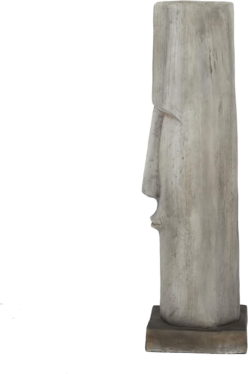 The Novogratz Magnesium Oxide Decorative Garden Sculpture Indoor Outdoor Easter Island Head Garden Statue, Outdoor Sculpture 10" x 10" x 33", Brown
