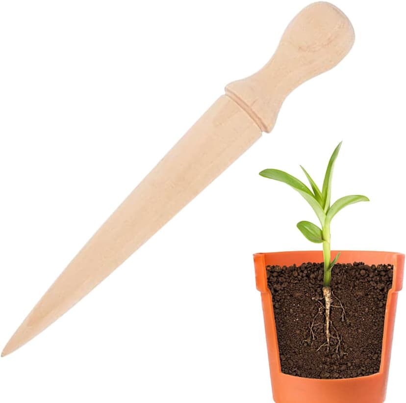 Wooden Hand Dibber, Ergonomic Sow Dibber Hole Punch, 5.79x0.79 inches, Scientific Gardening Excavation Tool for Planting, Yard, Balcony, Nursery, Seedling Transplanting