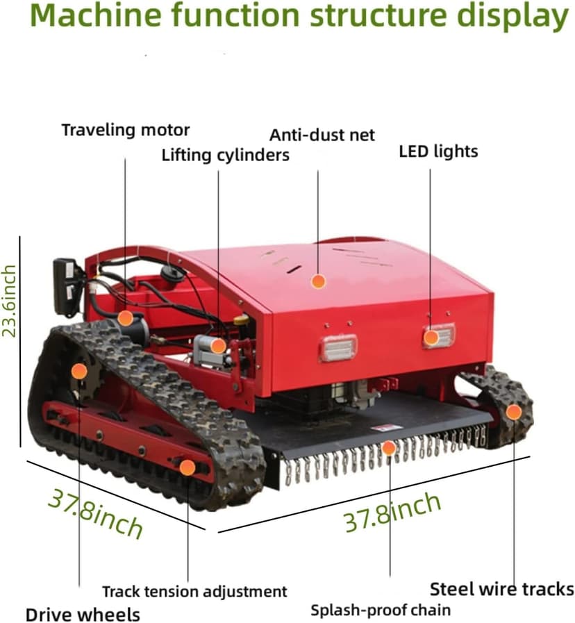 Remote Control Lawn Mower Small Crawler Oil-Electric Hybrid Four-Wheel Drive Lawn Mowing and Weed Whacker(550)