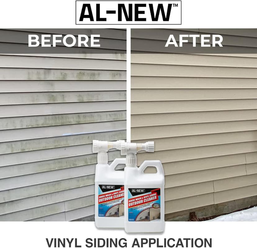 AL-NEW Outdoor Cleaner | Versatile Outdoor Cleaner 64oz Hose End Sprayer (Pack of 2) (House Wash & Vinyl Siding Outdoor Cleaner)