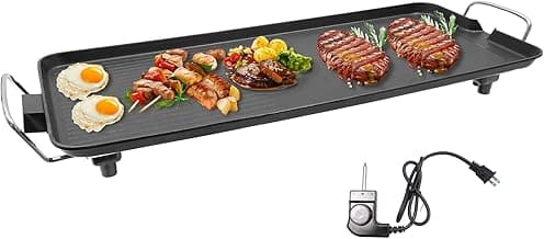 Nonstick Electric Barbecue Grill,BBQ Grill 32-482℉ Adjustable Temperature, Portable Electric Grill Outdoor, 1500W Electric Grill Plate for Yard, Travel, Picnic, Camping, Party
