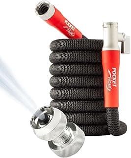 Pocket Hose Silver Bullet 2.0 Expandable Garden Hose 25-FT with Turbo Shot Nozzle, AS-SEEN-ON-TV, Lead-Free, Solid Aluminum Connectors, Easy On/Off Valve, Kink-Free, Leak-Proof