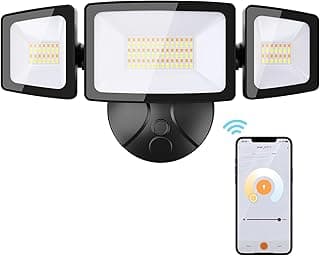 Onforu 55W Smart LED Flood Lights Outdoor, 5500LM, Tunable 2700K-6500K, APP Control, WiFi Alexa Security Lights with Timer & Adjustable 3 Head, IP65 Waterproof for House, Yard, Porch, Garage, Backyard