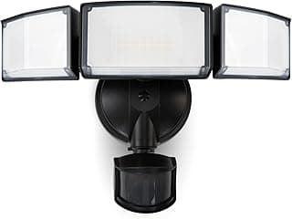 LUTEC 72W 7500LM LED Security Lights Motion Sensor Light Outdoor, 5000K Daylight, IP65 Waterproof, Dusk to Dawn, 3-Head Motion Detected Flood Light for Garage, Yard, Porch(Black)