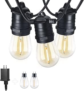 12V Low Voltage Outdoor String Lights, S14 LED String Lights 48FT Outdoor Hanging String Light Shatter-Proof, Outdoor LED String Lights Patio String Light, Décor for Patio, Backyard, Gazebo, Porch