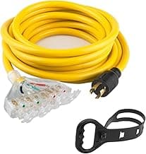 25 Feet Heavy Duty Generator Adaptor Extension Cord,Locking Cord,NEMA L14-30P/Four 5-20R, 4 Prong 10 Gauge Flexible Generator Cable,Generator Power Cord, 125/250V 30Amp 7500 Watts Yodotek
