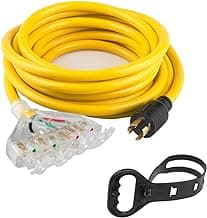 25 Feet Heavy Duty Generator Adaptor Extension Cord,Locking Cord,NEMA L14-30P/Four 5-20R, 4 Prong 10 Gauge Flexible Generator Cable,Generator Power Cord, 125/250V 30Amp 7500 Watts Yodotek