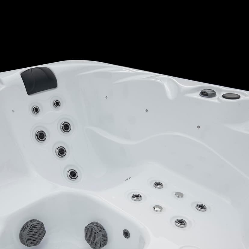 Surfaces Outdoor Hot Tub, Fits 4 Adults, 36 Jets, Double Lounger Seat Spa, Bluetooth, LED Lights, Cover Included, Wellness Tool, Aqualife by Strong Spas