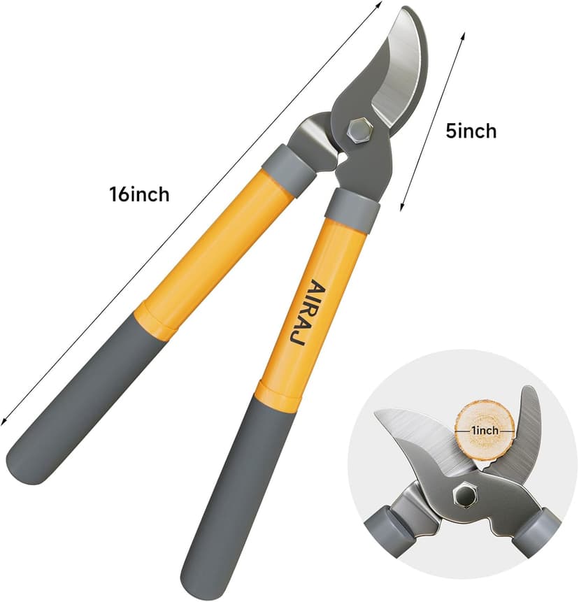 AIRAJ 16” Small Garden Loppers for Tree Trimming | Branch Cutter with 1.5” Cutting Capacity | Loppers for Gardening | Tree Pruner | Branch Trimmer | Mini Pruning Shears