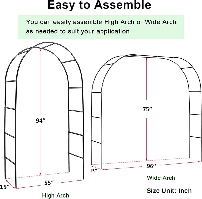 Metal Pergola Arbor, Outdoor Flower Garden Arch Trellis, Steel Garden Arbor for Climbing Plants, Wedding Decoration, 7'8" H x 4'5" W