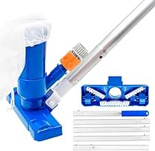 Upgraded Handheld Pool Vacuum for Above Ground Pool - Swimming Pool Jet Cleaner with 70" 5 Section Poles, Small Underwater Vacuum Kit W/Brush for Spas, Ponds, Fountains