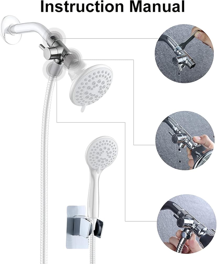 Little World Shower Arm Diverter Valve - 3 Way Shower Diverter Valve, G1/2 Solid Brass Fixed Spray System Diverter for Universal Hand Held Showerhead (Brushed Nickel)