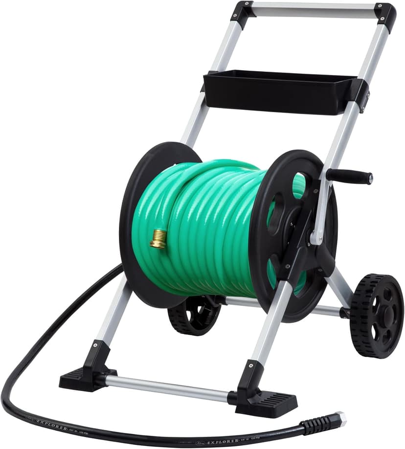 Liberty Garden 304 Explorer Two Wheel Hose Reel Cart, Aluminum, Holds 250-feet of 5/8" Hose