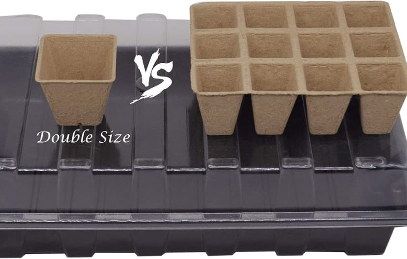 Seed Starter Kit with 100 Peat Pots for Seedlings Seed Starter Tray, 5 Plastic Growing Trays with Water Strainer & 20 Plant Labels Outdoor or Indoor Herb Garden Nursery