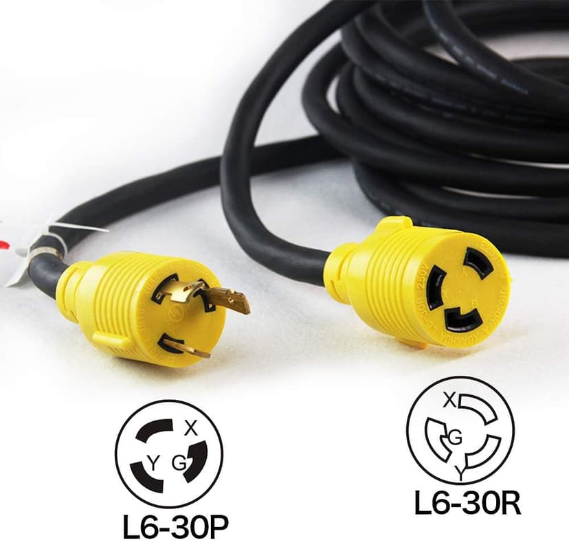 NEMA L6-30P to L6-30R Heavy Duty Generator Locking Power Cord,3X10 Gauge SJOOW Rubber Cable, Generator Lock Extension Cord with UL Listed, Black,250V,30Amp,7500W, 25FT
