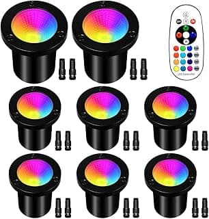 RGBW Low Voltage Landscape Lights, 16 Color Changing Outdoor In-Ground Lights IP67 Waterproof 12V-24V Landscape Spotlightst for Garden Yard Pathway Christmas(8 Pack)