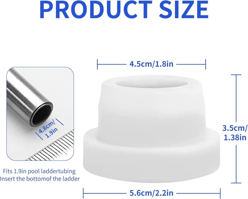 Pool Ladder Bumpers for Inground Pool - Pool Ladder Plugs Fits 1.9” Swimming Pool Ladder Tubing - Steps Inside Plug Caps for Protect Swimming Pool Liner, Rubber Ladder Foot Cover (2Pack)