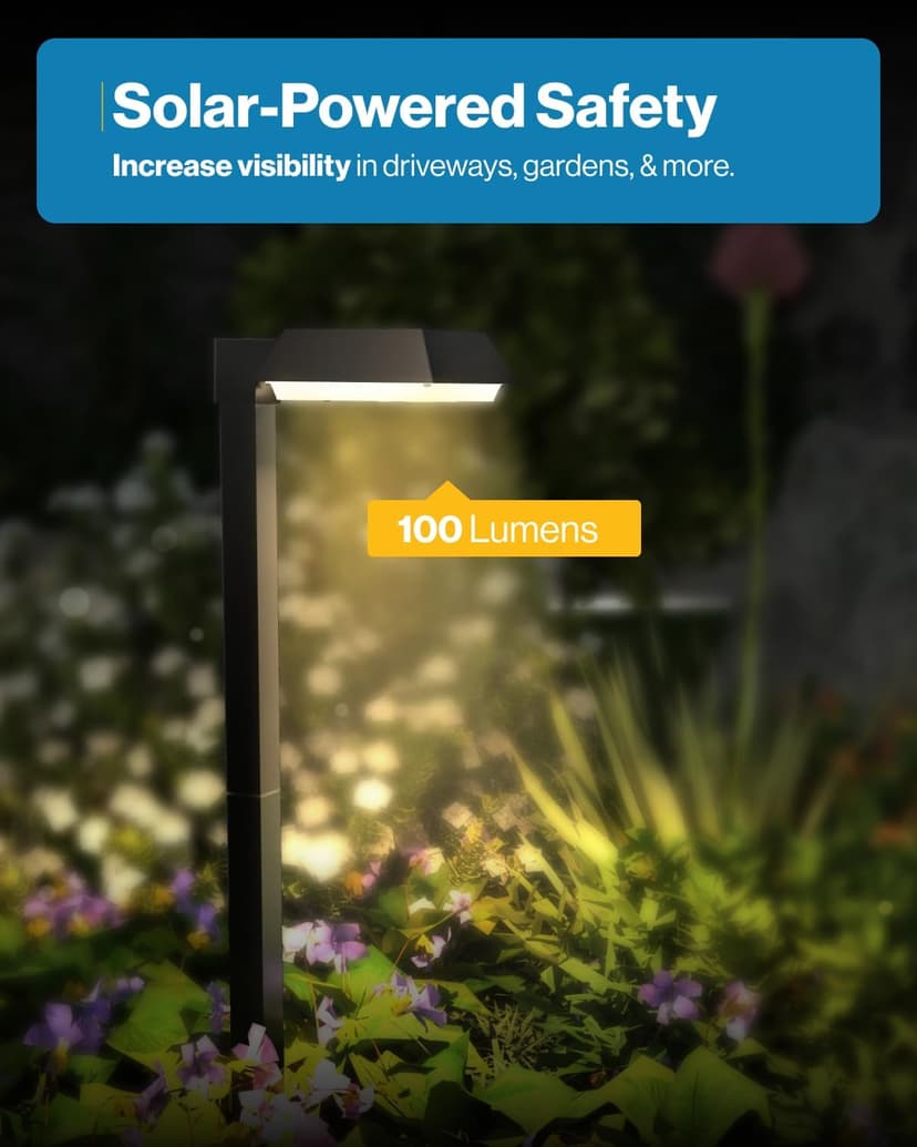 Sunco 6 Pack 2W Solar Sidewalk Dusk to Dawn Outdoor Backyard Walkway Garden Driveway Landscape Waterproof Patio Yard Lawn Super Bright Path Lights, 100 Lumens, 3CCT 3000K/5000K/7000K, Non-Dimmable