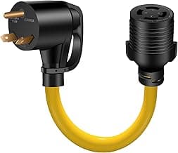 30 AMP Generator Transfer Switch Adapter Cord, Heavy Duty STW 10 Gauge NEMA TT-30P Male to L14-30R Female, 3 Prong to 4 Prong Generator Adapter Plug Twist Lock to House Inlet Box,1.5FT