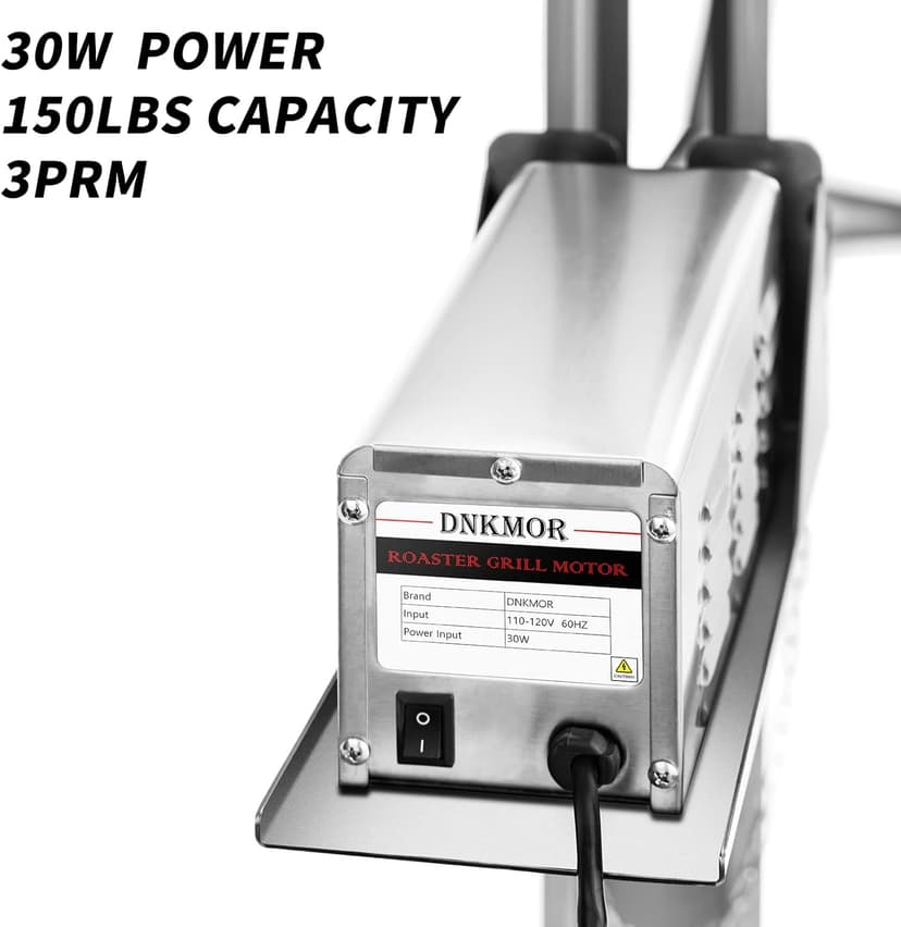 Rotisserie Grill Stainless Steel Charcoal Spit Roaster, 62" Pig Lamb Hooded Roaster Charcoal Spit with 30W Motor & Adjustable Height Lockable Casters for Outdoor Party Barbecue, Rated 150 LB By DNKMOR