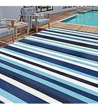 Outdoor Rug Mats, Large Waterproof Outdoor Area Rug, Reversible Portable Outdoor Plastic Straw Carpet for RV Deck Camping Front Door Indoor Outside Porch Picnic (5x8ft Geometric Black&White)