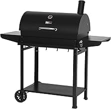 Royal Gourmet CC1830T 30-Inch Barrel Charcoal Grill with Warming Rack & Front Storage Basket, Outdoor BBQ Grill with 627 sq. in. Grilling Area for Backyard Barbecue Cooking Party, Black