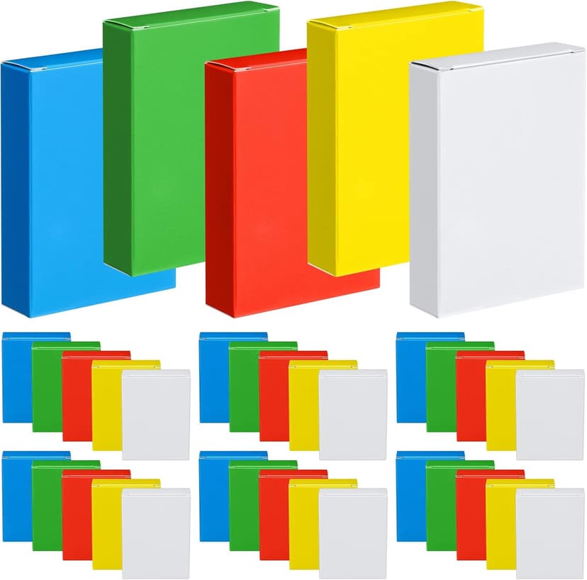 Jexine 50 Pieces Playing Card Box Empty Playing Case Card Holder Organize Storage Board Game Box Fits Baseball Trading(Red, Yellow, Green, Blue, White)